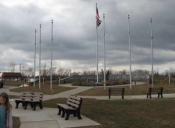 In front of the memorial